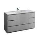 Fresca Lazzaro 60" Gray Free Standing Modern Bathroom Cabinet w/ Integrated Single Sink FCB9360GR-S-I