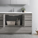 Fresca Lazzaro 60" Glossy Ash Gray Free Standing Modern Bathroom Cabinet with Integrated Single Sink FCB9360HA-S-I