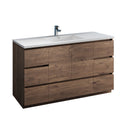 Fresca Lazzaro 60" Rosewood Free Standing Modern Bathroom Cabinet w/ Integrated Single Sink FCB9360RW-S-I