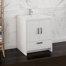 Fresca Imperia 30" Glossy White Free Standing Modern Bathroom Cabinet with Integrated Sink FCB9430WH-I