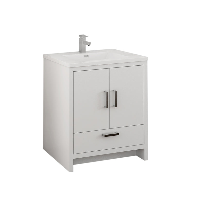 Fresca Imperia 30" Glossy White Free Standing Modern Bathroom Cabinet w/ Integrated Sink FCB9430WH-I