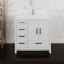 Fresca Imperia 36" Glossy White Free Standing Modern Bathroom Cabinet with Integrated Sink - Left Version FCB9436WH-L-I