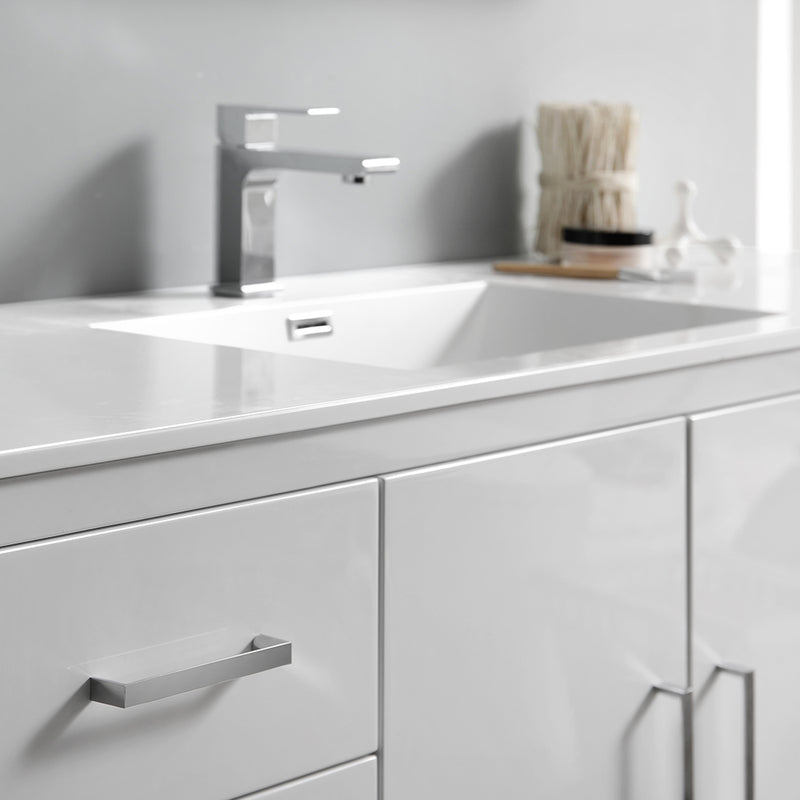 Fresca Imperia 60" Glossy White Free Standing Modern Bathroom Cabinet with Integrated Single Sink FCB9460WH-S-I