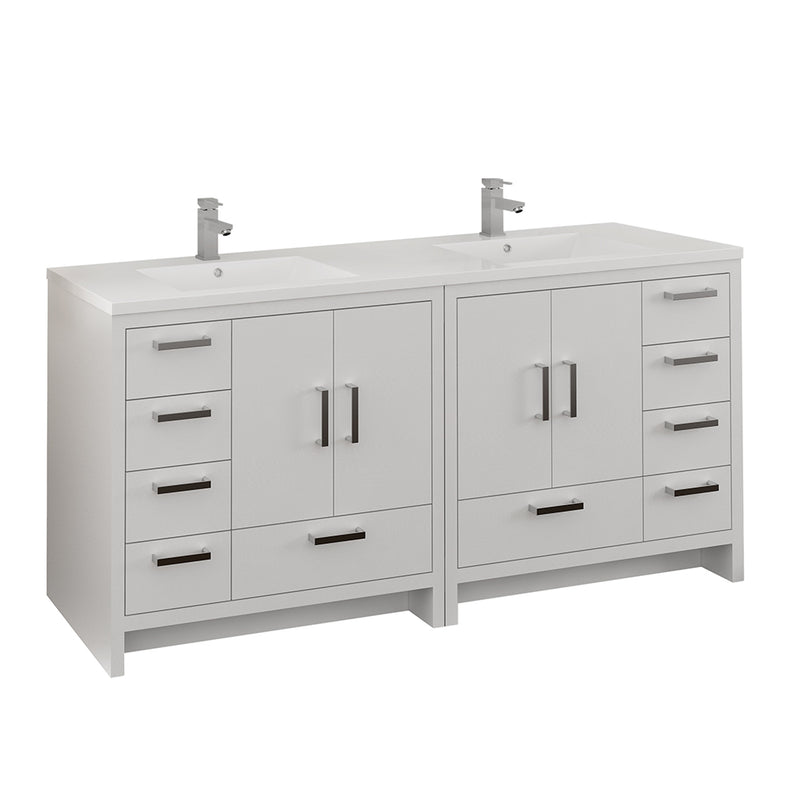 Fresca Imperia 72" Glossy White Free Standing Double Sink Modern Bathroom Cabinet w/ Integrated Sink FCB9472WH-I