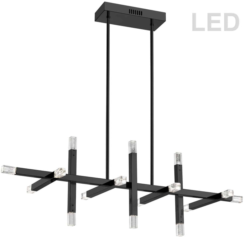 Dainolite 48W Horizontal Chandelier Matte Black with Acrylic Diffuser FCS-4064HC-MB