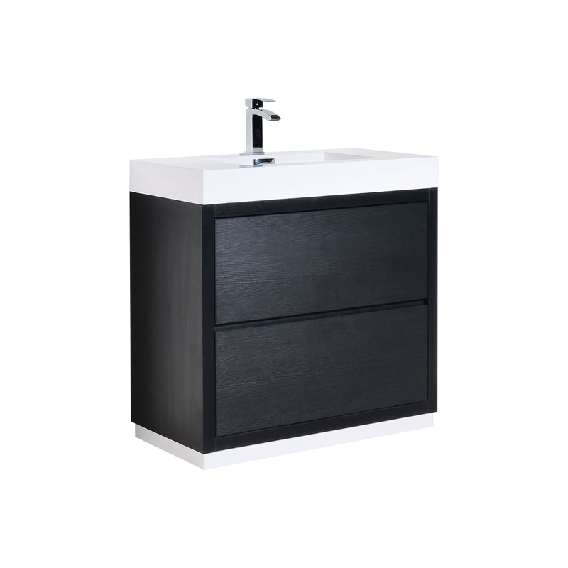 KubeBath Bliss 36" Black Free Standing Modern Bathroom Vanity FMB36-BK