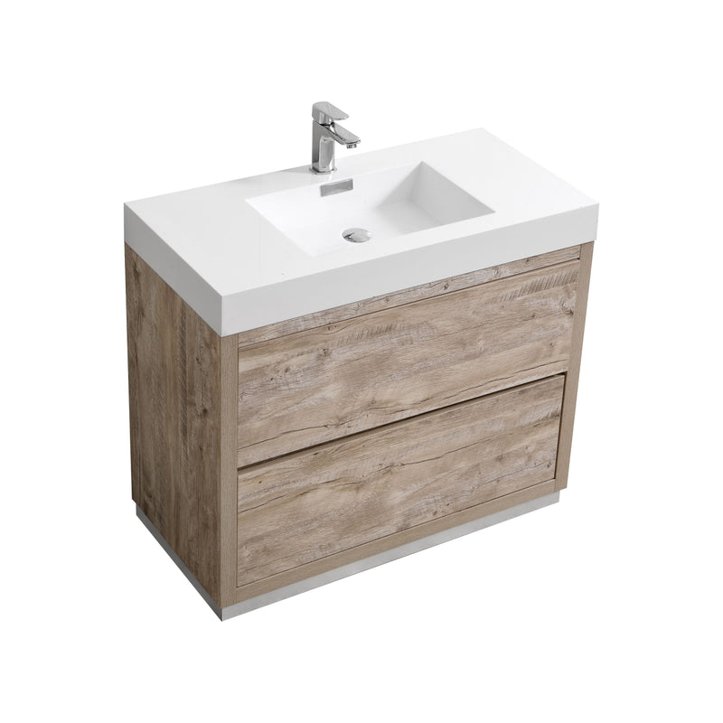 KubeBath Bliss 40" Nature Wood Free Standing Modern Bathroom Vanity FMB40-NW