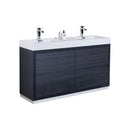 KubeBath Bliss 60" Double Sink Gray Oak Free Standing Modern Bathroom Vanity FMB60D-GO