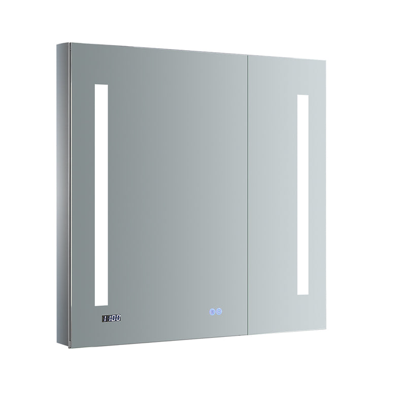 Fresca Tiempo 30" Wide x 30" Tall Bathroom Medicine Cabinet w/ LED Lighting & Defogger FMC013030