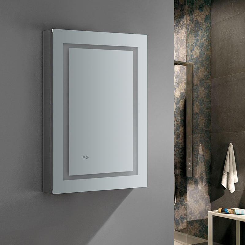 Fresca Spazio 24" Wide x 36" Tall Bathroom Medicine Cabinet with LED Lighting and Defogger FMC022436-R