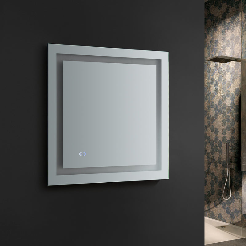 Fresca Santo 30" Wide x 30" Tall Bathroom Mirror with  LED Lighting and Defogger FMR023030