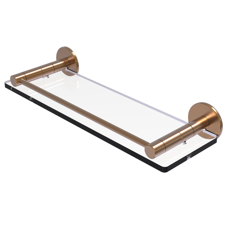 Allied Brass Fresno Collection 16 Inch Glass Shelf with Vanity Rail FR-1-16G-BBR