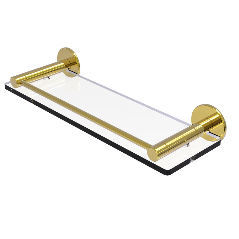 Allied Brass Fresno Collection 16 Inch Glass Shelf with Vanity Rail FR-1-16G-PB