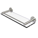 Allied Brass Fresno Collection 16 Inch Glass Shelf with Vanity Rail FR-1-16G-SN