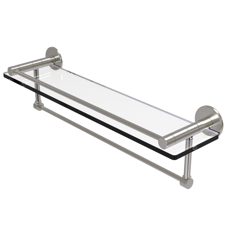 Allied Brass Fresno Collection 22 Inch Glass Shelf with Vanity Rail and Integrated Towel Bar FR-1-22GTB-SN