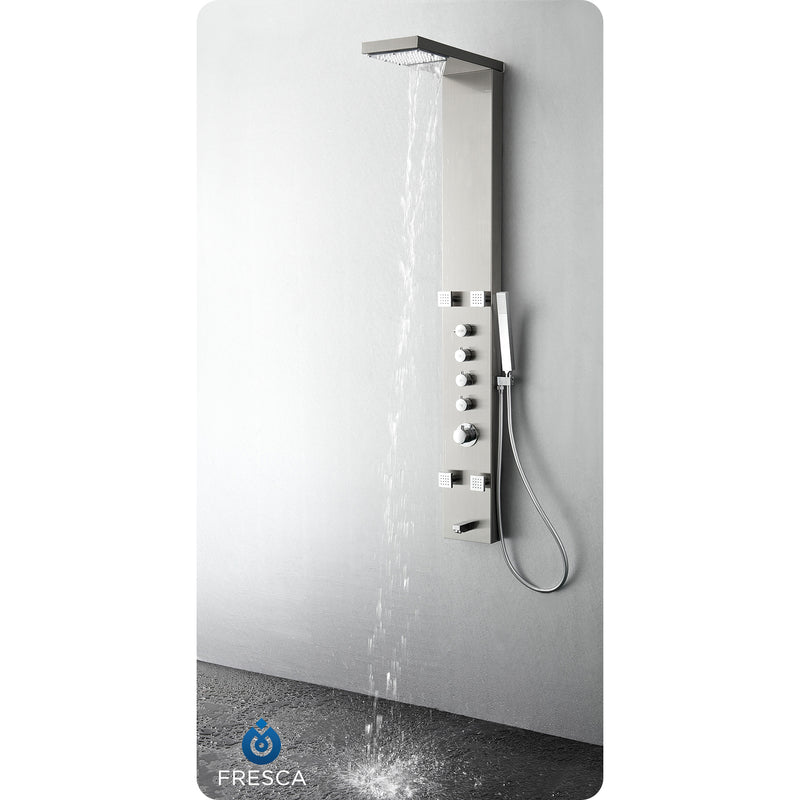 Fresca Verona Stainless Steel Brushed Silver Thermostatic Shower Massage Panel FSP8006BS