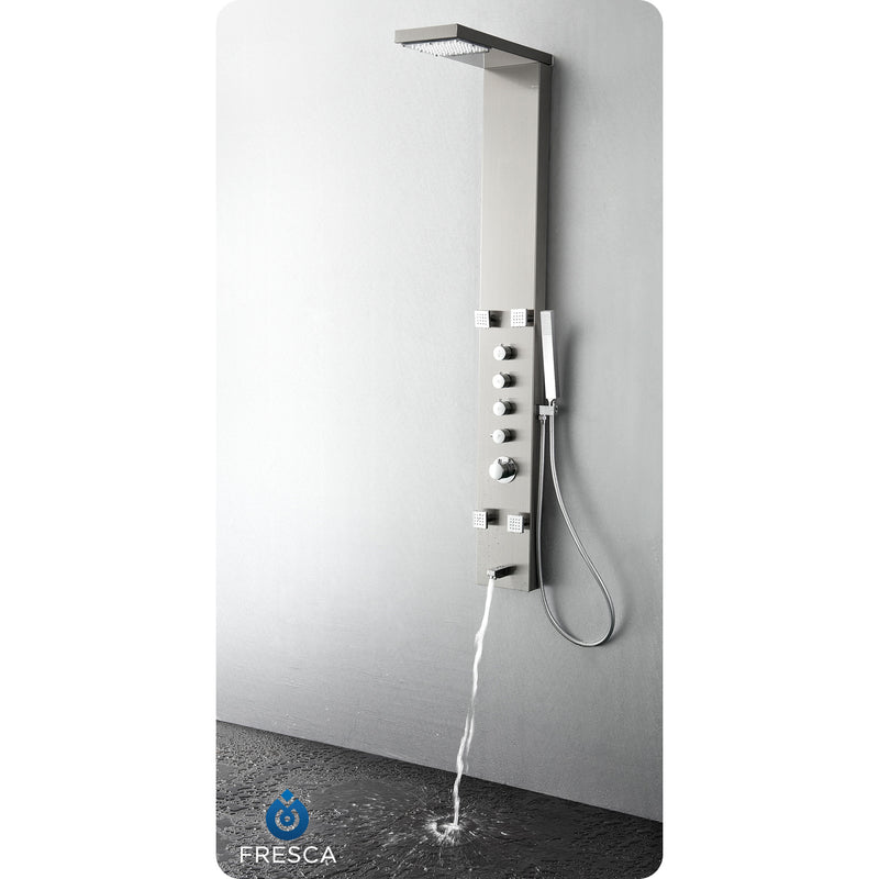 Fresca Verona Stainless Steel Brushed Silver Thermostatic Shower Massage Panel FSP8006BS