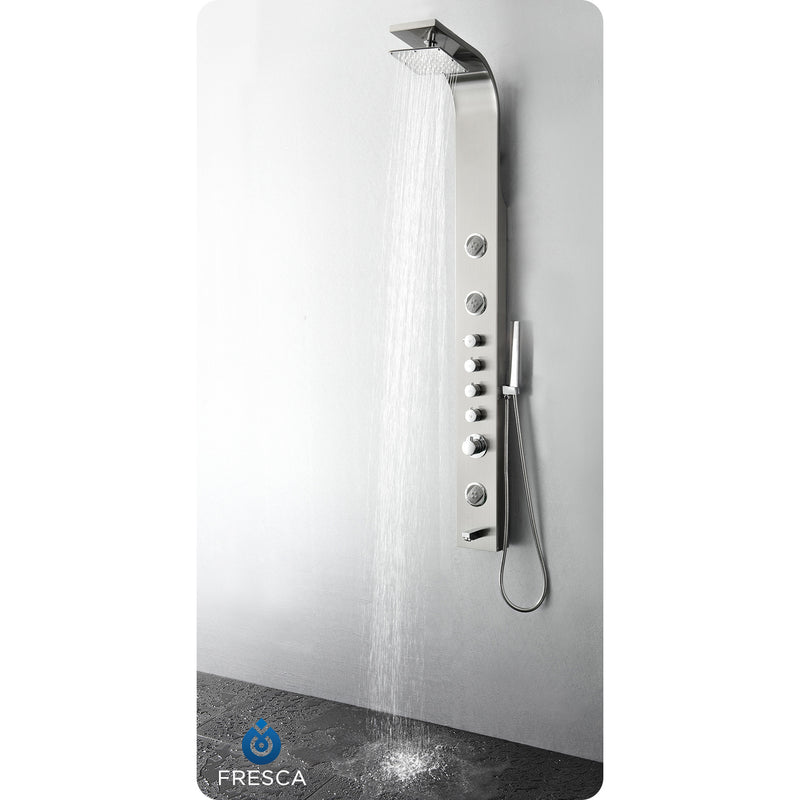 Fresca Geona Stainless Steel Brushed Silver Thermostatic Shower Massage Panel FSP8009BS