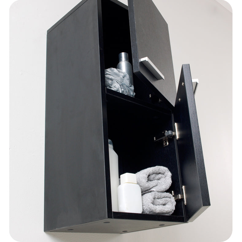 Fresca Black Bathroom Linen Side Cabinet with 2 Storage Areas FST8091BW