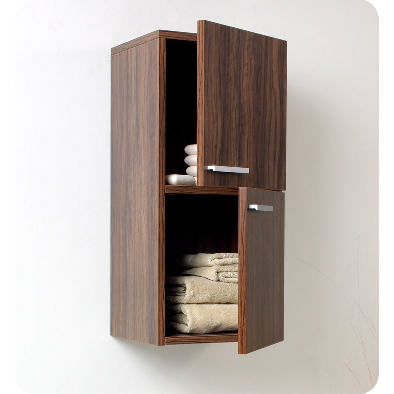 Fresca Walnut Bathroom Linen Side Cabinet with 2 Storage Areas FST8091GW