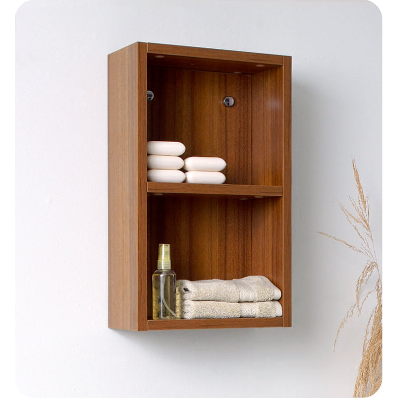 Fresca Mezzo 30" Teak Wall Hung Modern Bathroom Vanity with Medicine Cabinet FVN8007TK