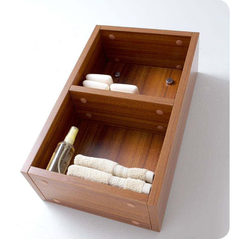 Fresca Teak Bathroom Linen Side Cabinet with 2 Open Storage Areas FST8092TK