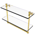 Allied Brass Foxtrot Collection 16 Inch Two Tiered Glass Shelf with Integrated Towel Bar FT-2-16TB-PB