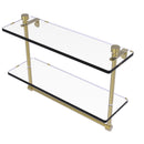 Allied Brass Foxtrot Collection 16 Inch Two Tiered Glass Shelf with Integrated Towel Bar FT-2-16TB-SBR