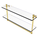 Allied Brass Foxtrot Collection 22 Inch Two Tiered Glass Shelf with Integrated Towel Bar FT-2-22TB-PB