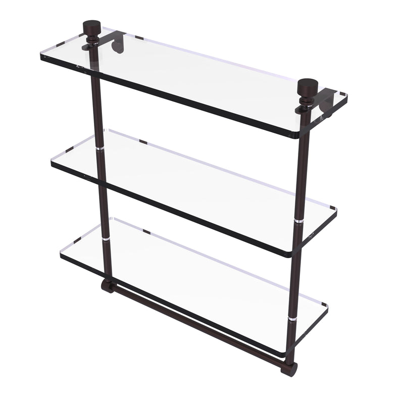 Allied Brass Foxtrot Collection 16 Inch Triple Tiered Glass Shelf with Integrated Towel Bar FT-5-16TB-ABZ