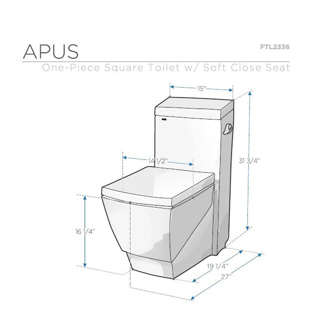 Fresca Apus One-Piece Square Toilet with  Soft Close Seat FTL2336