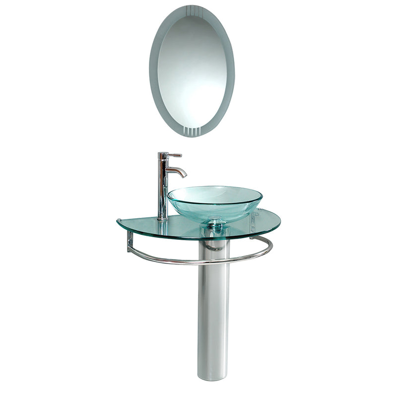 Fresca Attrazione 30" Modern Glass Bathroom Vanity w/ Frosted Edge Mirror FVN1060