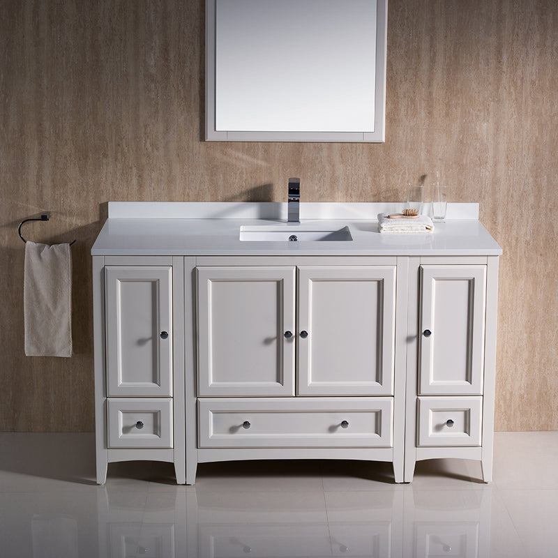 Fresca Oxford 54" Antique White Traditional Bathroom Vanity FVN20-123012AW