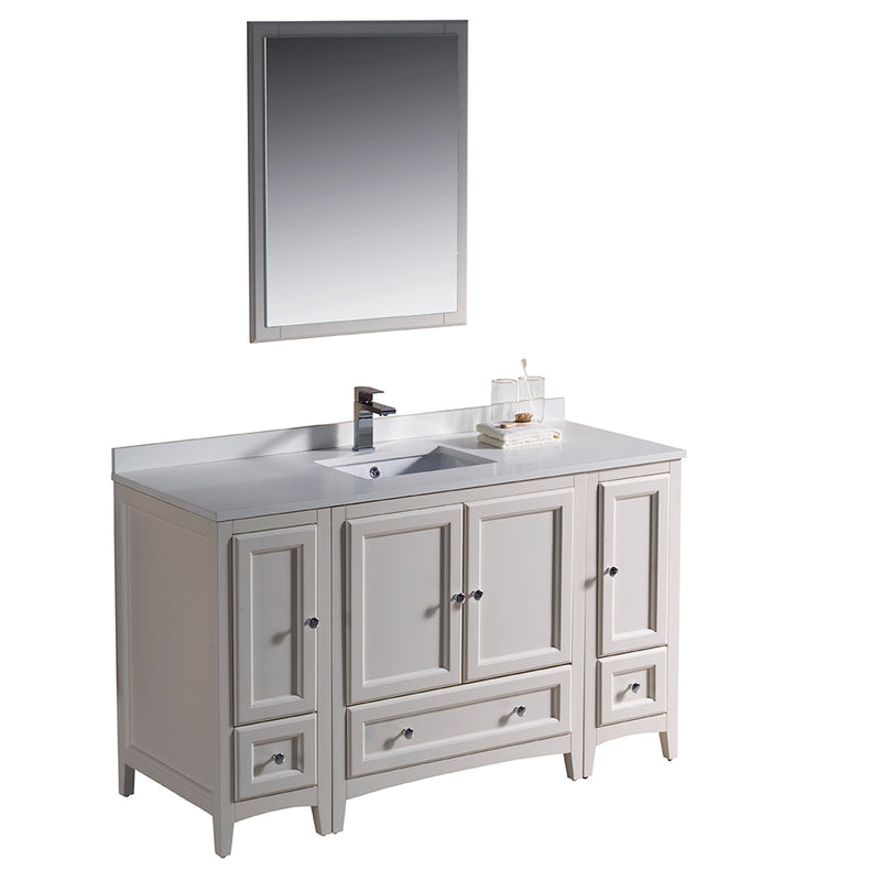 Fresca Oxford 54" Antique White Traditional Bathroom Vanity FVN20-123012AW