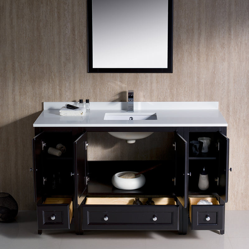 Fresca Oxford 54" Espresso Traditional Bathroom Vanity FVN20-123012ES