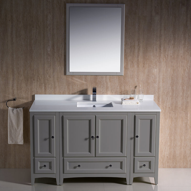 Fresca Oxford 54" Gray Traditional Bathroom Vanity FVN20-123012GR