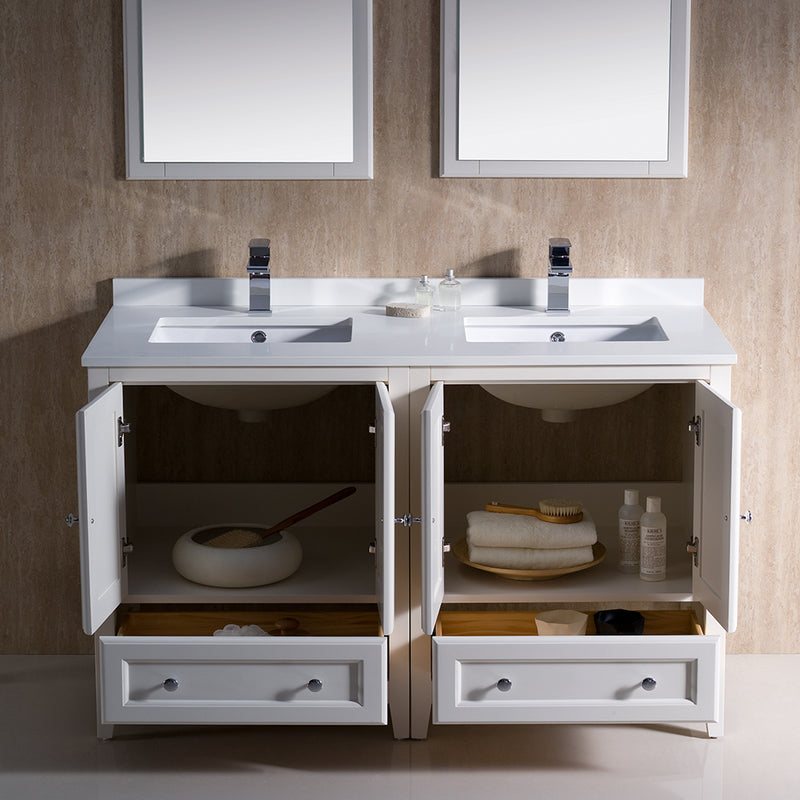 Fresca Oxford 48" Antique White Traditional Double Sink Bathroom Vanity FVN20-2424AW