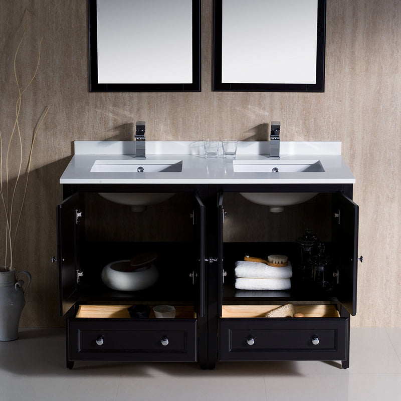 Fresca Oxford 48" Espresso Traditional Double Sink Bathroom Vanity FVN20-2424ES