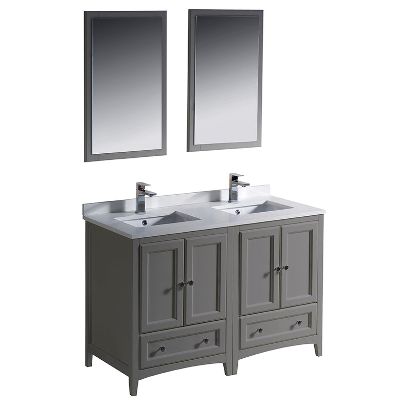 Fresca Oxford 48" Gray Traditional Double Sink Bathroom Vanity FVN20-2424GR