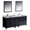 Fresca Oxford 72" Espresso Traditional Double Sink Bathroom Vanity FVN20-301230ES