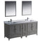 Fresca Oxford 72" Gray Traditional Double Sink Bathroom Vanity FVN20-301230GR