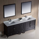 Fresca Oxford 84" Espresso Traditional Double Sink Bathroom Vanity FVN20-361236ES