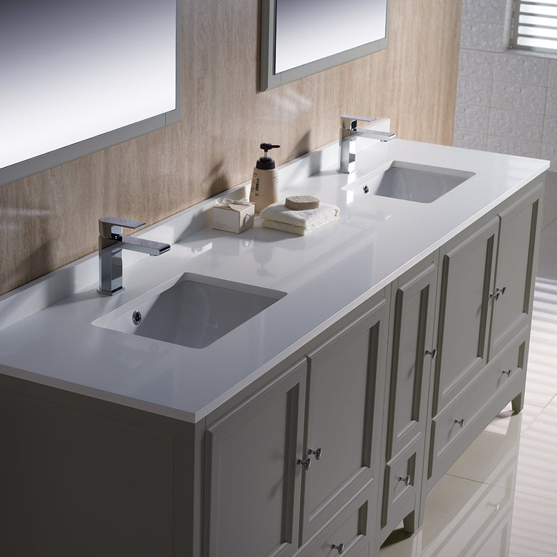 Fresca Oxford 84" Gray Traditional Double Sink Bathroom Vanity FVN20-361236GR