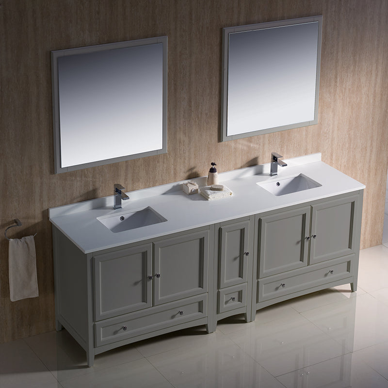 Fresca Oxford 84" Gray Traditional Double Sink Bathroom Vanity FVN20-361236GR