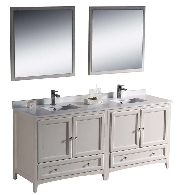 Fresca Oxford 72" Antique White Traditional Double Sink Bathroom Vanity FVN20-3636AW