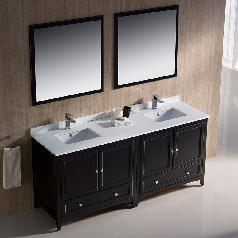 Fresca Oxford 72" Espresso Traditional Double Sink Bathroom Vanity FVN20-3636ES