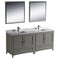 Fresca Oxford 72" Gray Traditional Double Sink Bathroom Vanity FVN20-3636GR