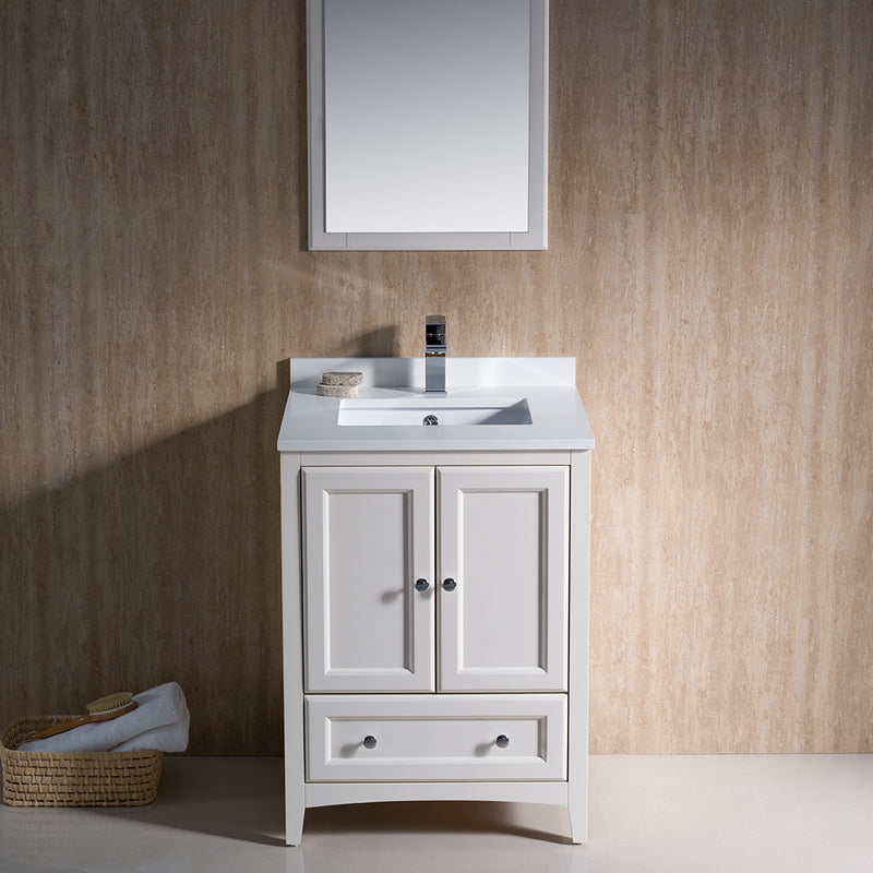 Fresca Oxford 24" Antique White Traditional Bathroom Vanity FVN2024AW