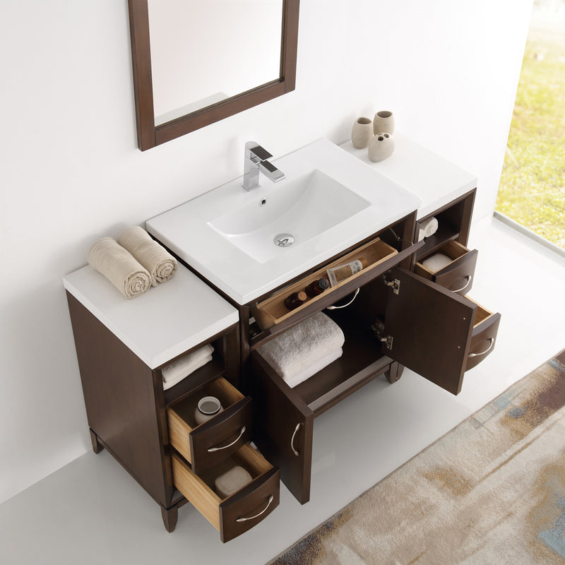 Fresca Cambridge 54" Antique Coffee Traditional Bathroom Vanity with Mirror FVN21-123012AC