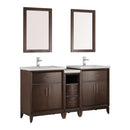 Fresca Cambridge 60" Antique Coffee Double Sink Traditional Bathroom Vanity w/ Mirrors FVN21-241224AC